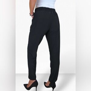 Hayden Track Black Elastic Waist Pants Petite Large Women’s Work Pants Pull On